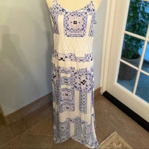 Pink Stitch patchwork maxi slip dress